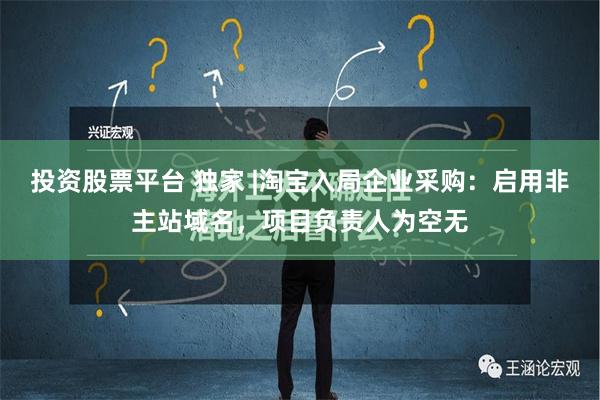 投资股票平台 独家 |淘宝入局企业采购：启用非主站域名，项目负责人为空无