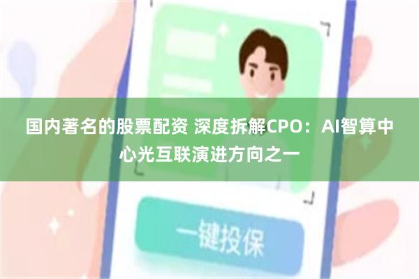 国内著名的股票配资 深度拆解CPO：AI智算中心光互联演进方向之一