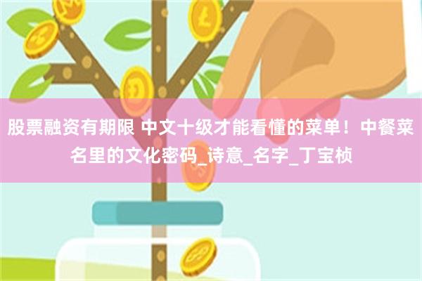 股票融资有期限 中文十级才能看懂的菜单！中餐菜名里的文化密码_诗意_名字_丁宝桢
