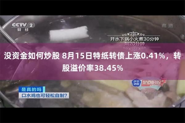 没资金如何炒股 8月15日特纸转债上涨0.41%，转股溢价率38.45%