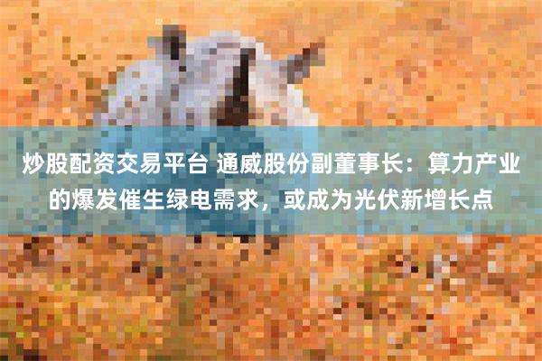 炒股配资交易平台 通威股份副董事长：算力产业的爆发催生绿电需求，或成为光伏新增长点