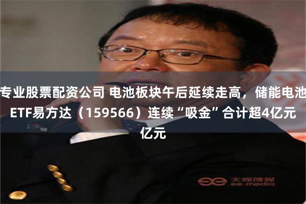 专业股票配资公司 电池板块午后延续走高，储能电池ETF易方达（159566）连续“吸金”合计超4亿元