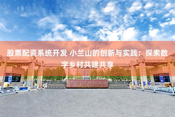 股票配资系统开发 小兰山的创新与实践:探索数字乡村共建共享