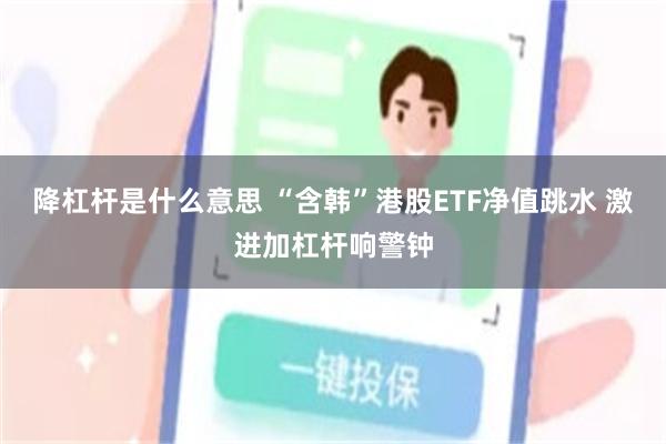 降杠杆是什么意思 “含韩”港股ETF净值跳水 激进加杠杆响警钟