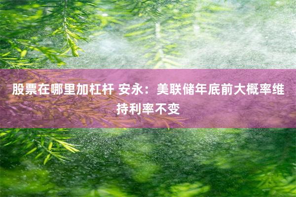 股票在哪里加杠杆 安永：美联储年底前大概率维持利率不变