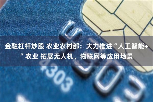 金融杠杆炒股 农业农村部：大力推进“人工智能+”农业 拓展无人机、物联网等应用场景