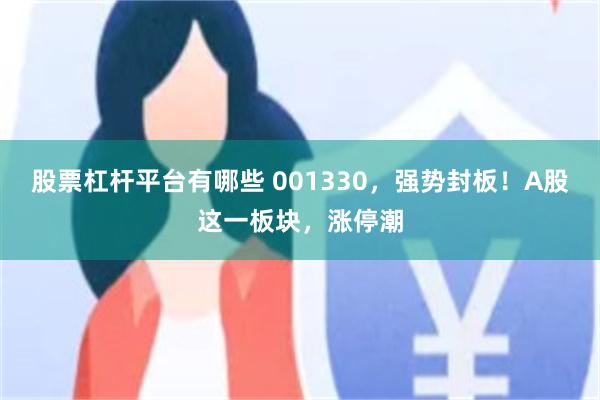 股票杠杆平台有哪些 001330，强势封板！A股这一板块，涨停潮